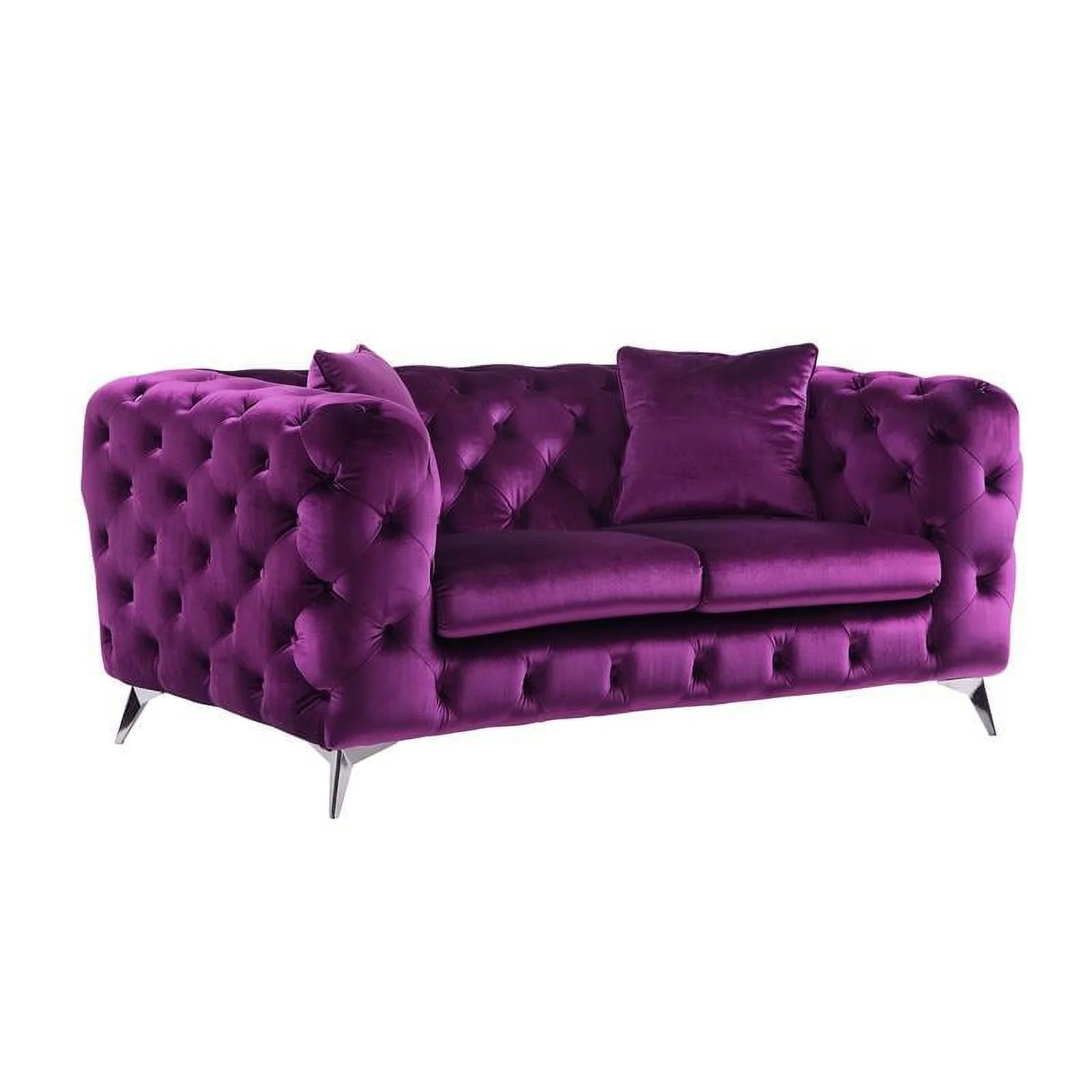 Bowery Hill Transitional / Modern Loveseat in Purple Fabric Finish