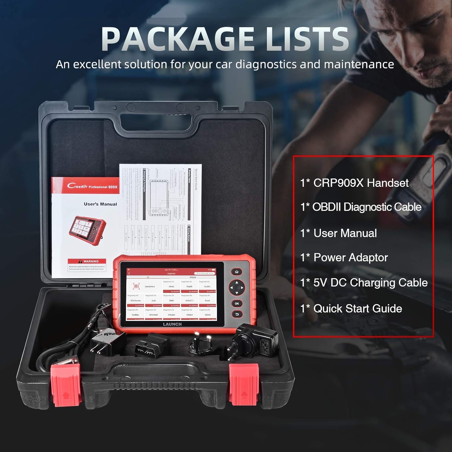 LAUNCH OBD2 Scanner CRP909X, 2022 New OE-Level Full System Scan Tool, 26 Reset Services Car Diagnostic Scanner, ABS Bleeding Injector Coding IMMO, Auto VIN, One-Click Free Update, TPMS Tool as Gift