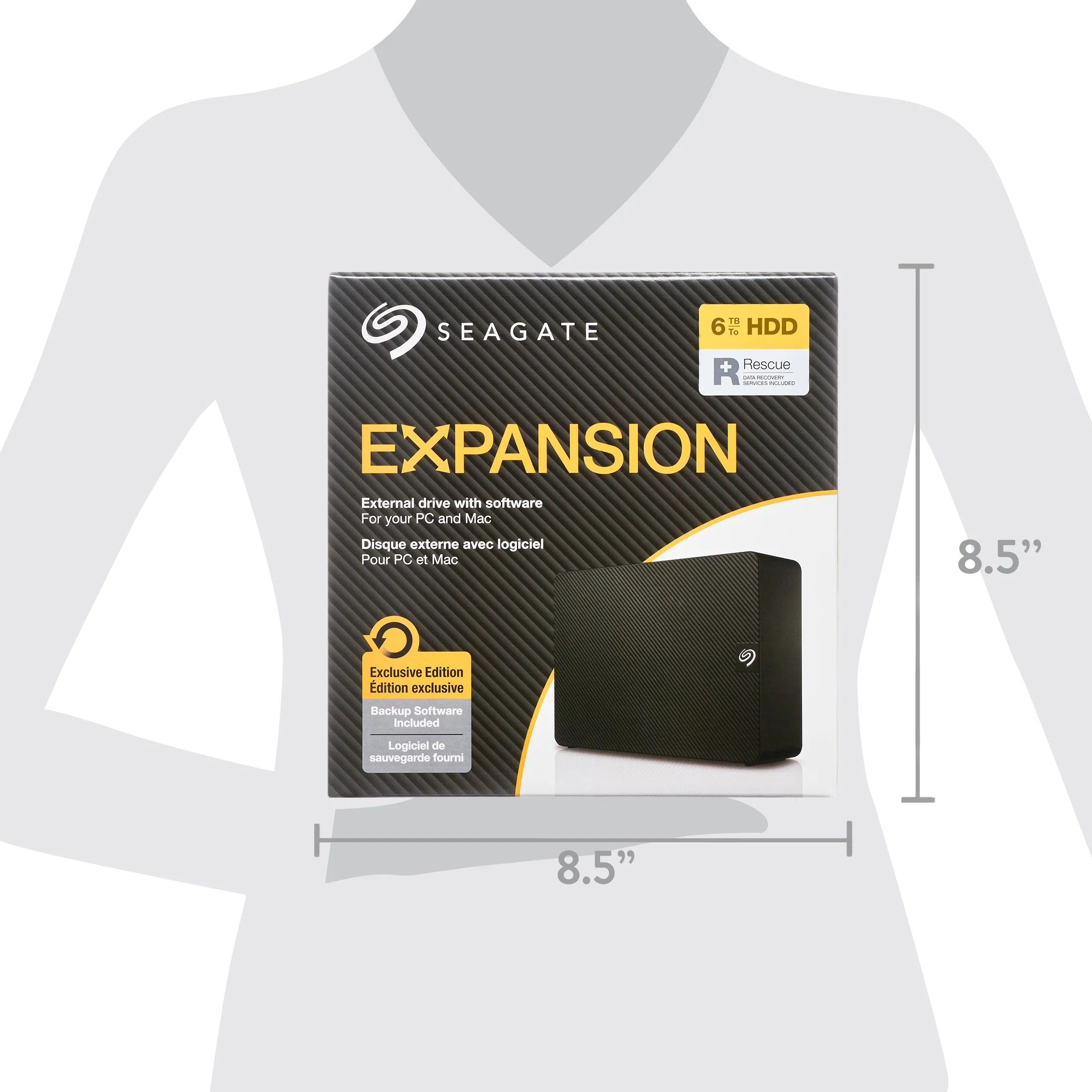Seagate ExpansionPLUS 8TB External Hard Drive - USB 3.0 with Rescue Data Recovery (STKR8000400)