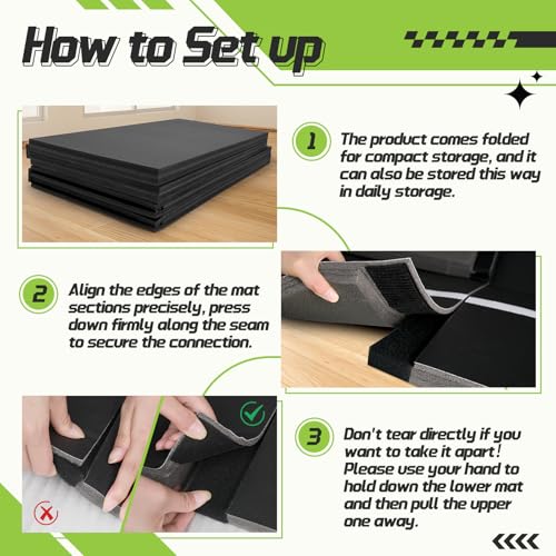 Wrestling Mat 6.6'x10'/10'x10' for Home Outdoor Indoor, 1.2" Thick Foldable XPE Jiu Jitsu Floor Exercise Mat for Gymnastics, PE Training, BJJ, MMA, Martial Art, Grappling, Judo, Boxing, Yoga