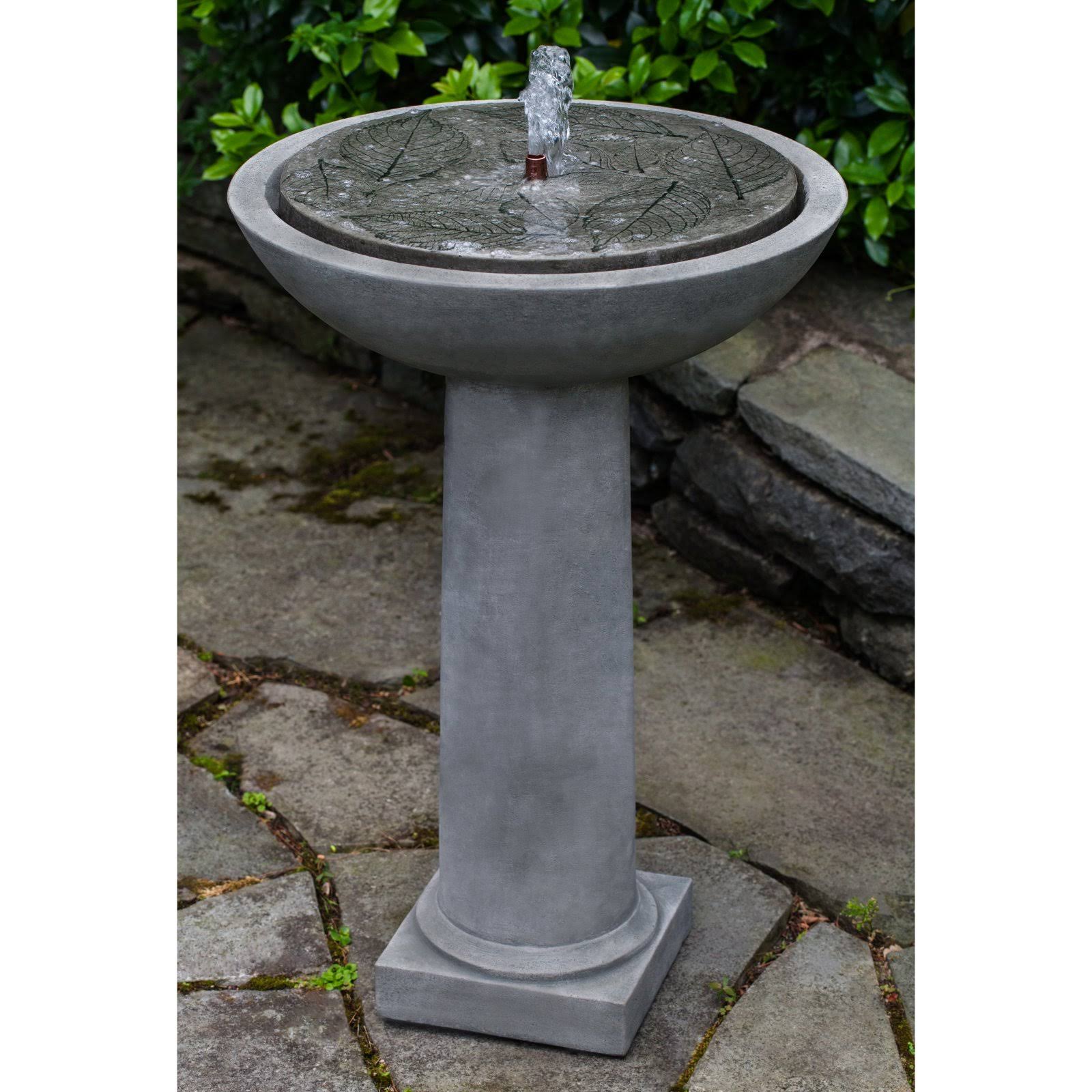 Campania International Hydrangea Leaves Birdbath Outdoor Fountain Lead Antique