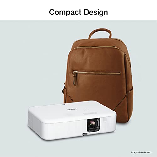 Epson EpiqVision Flex CO-FH02 Full HD 1080p Smart Streaming Portable Projector, 3-Chip 3LCD, 3,000 Lumen Color/White Brightness, Android TV, Bluetooth, 5W Speaker, Home Entertainment