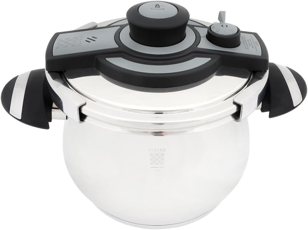 Quart Stainless Steel Pressure Cooker with Capsule Base, Compatible with Induction Stovetop, 3 Temperature Settings, Dishwasher Safe