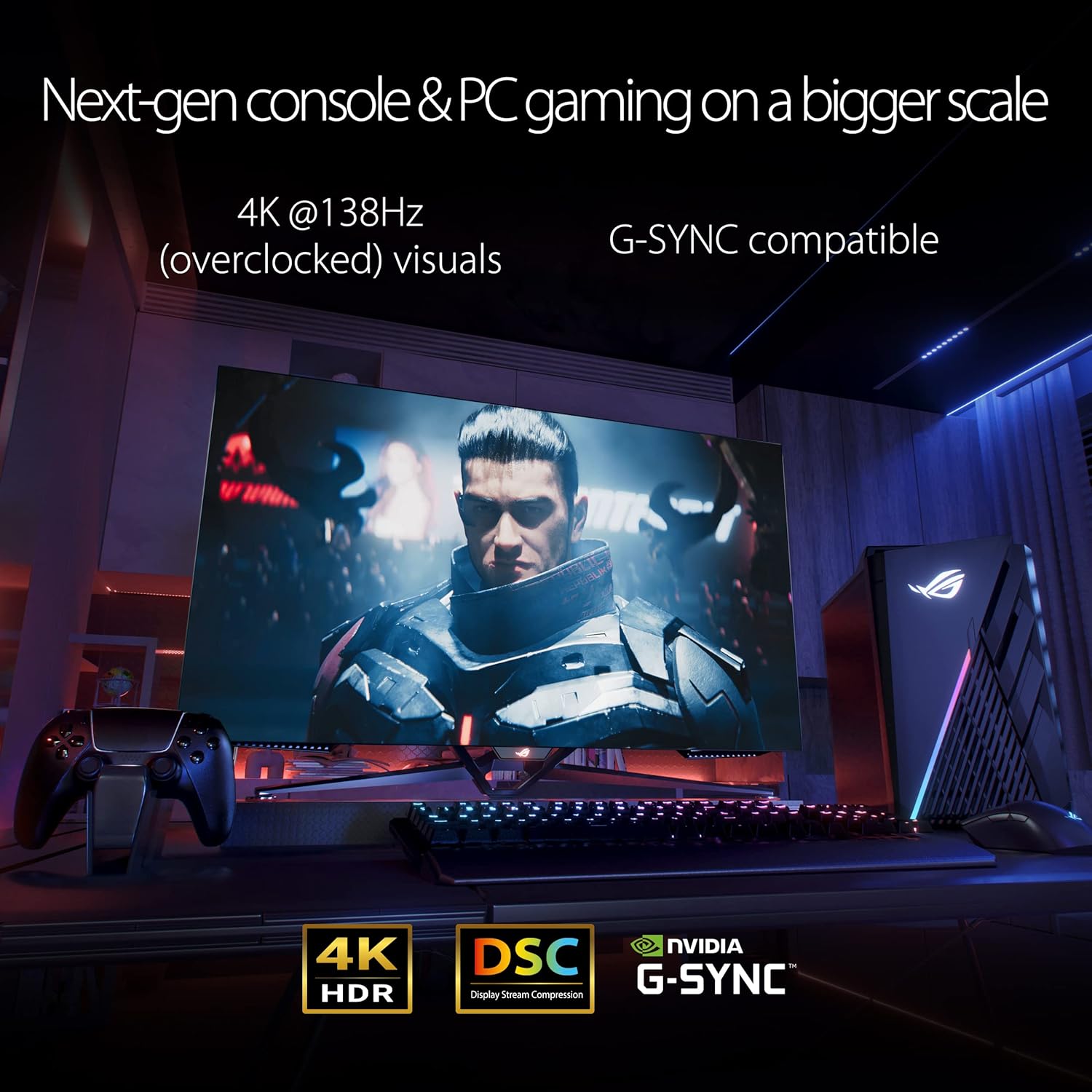 ASUS ROG Swift 41.5” 4K OLED Gaming Monitor (PG42UQ) - UHD (3840 x 2160), 138Hz, 0.1ms, HDMI2.1, True 10 bit (Renewed)