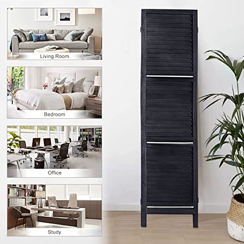 Room Divider with Shelves, Privacy Screen, Room Dividers and Folding Privacy Screens, 5 Panel Wood Temporary Wall Partition Separation Separator, Coconut