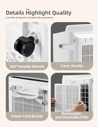 4500 Sq. Ft Dehumidifier for Basement, 50 Pints for Bedroom and Large Home, Bathroom with Drain Hose for Continuous Drainage, 5L Water Tank