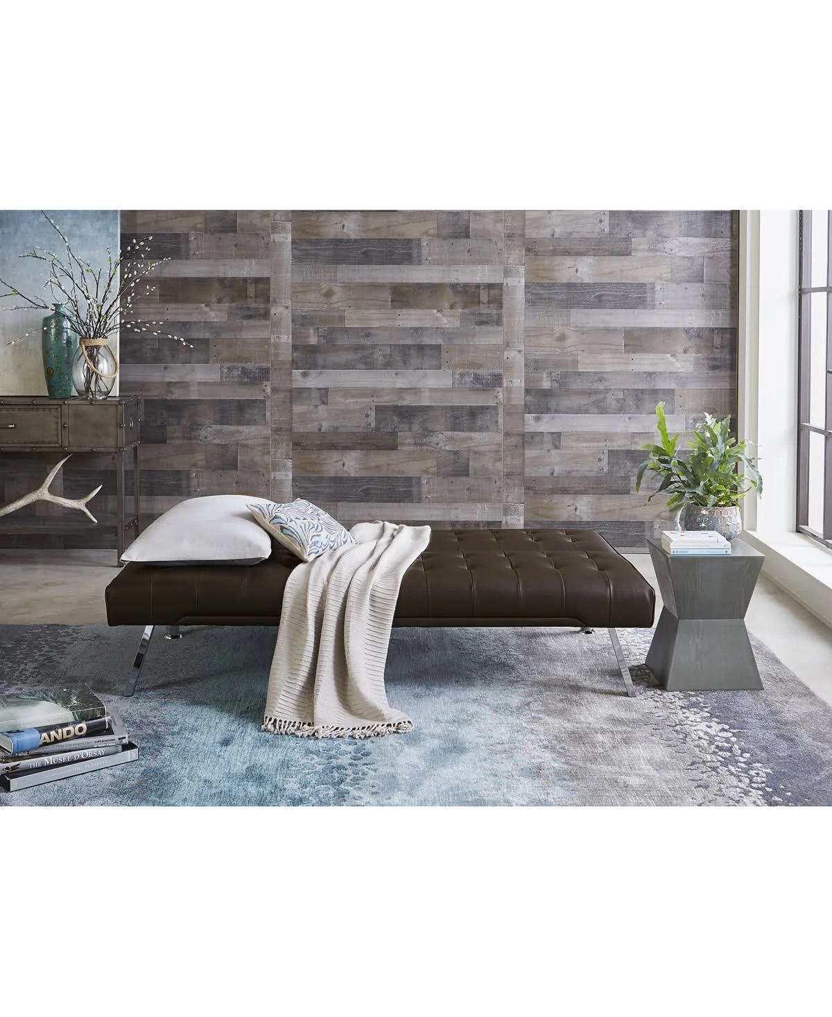 Abbyson Jackson Leather Foldable Futon Sofa Bed Camel