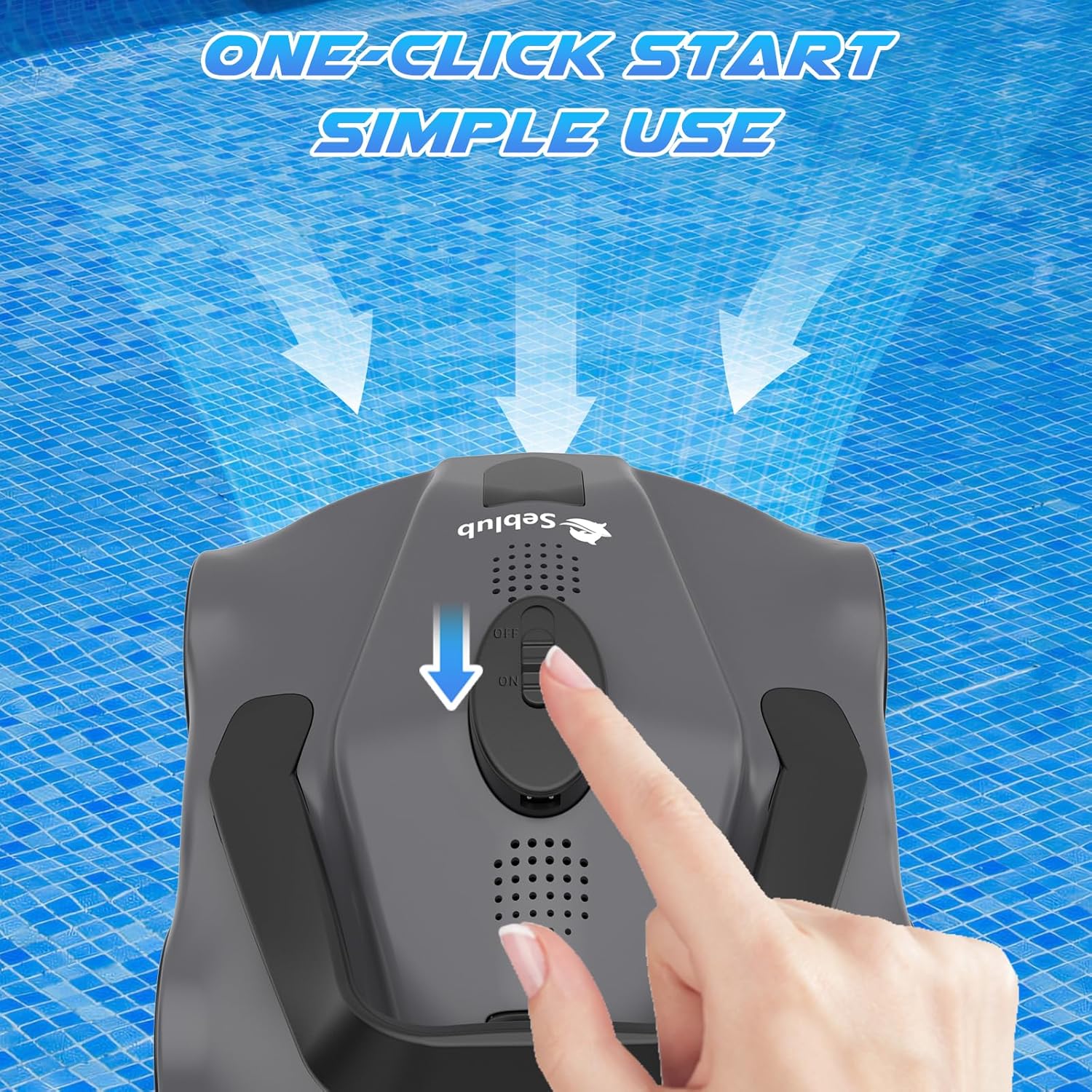 Pool Vacuum for Above Ground Pool - Cordless Design, Dual Powerful Suction Ports, 130 Mins Lasting, 1076 Sq.Ft Coverage, Automatic Cleaning & Parking, Seblub Robotic Pool Cleaner for Inground Pools