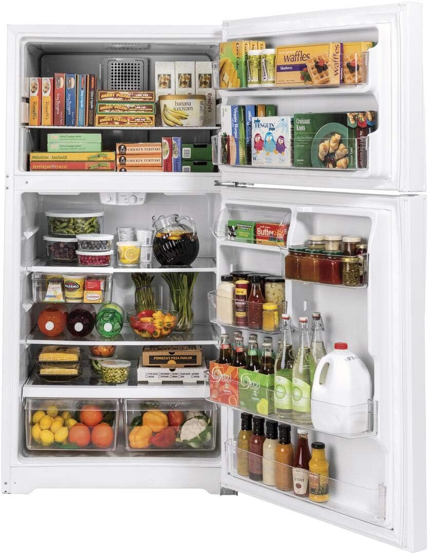 GE GTE22JTNRWW 33" Energy Star Top Freezer Refrigerator with 21.93 cu. ft. Capacity, Sliding Deli Drawer, LED Lighting and Upfront Temperature Controls in White