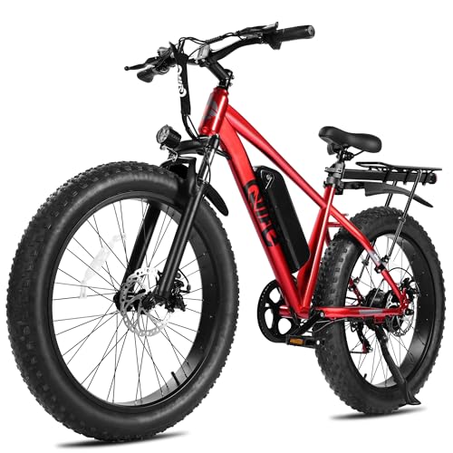 Racer Plus Adult Electric Bicycle, Peak 1000W Motor Electric Bike for Adults, Up to 28MPH 65Miles, 26x4.0 Fat Tire Electric Mountain Bike with 48V 13AH Battery, 7 Speed Front Suspension E Bike