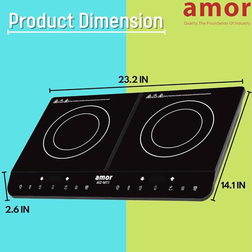 Induction Cooktop Induction Burner (Black) with touch Control, Portable Induction Cooktop Countertop Burner Auto Shut-off, 1500-1800-2000W, 7 Temp Levels, Timer, LED Display