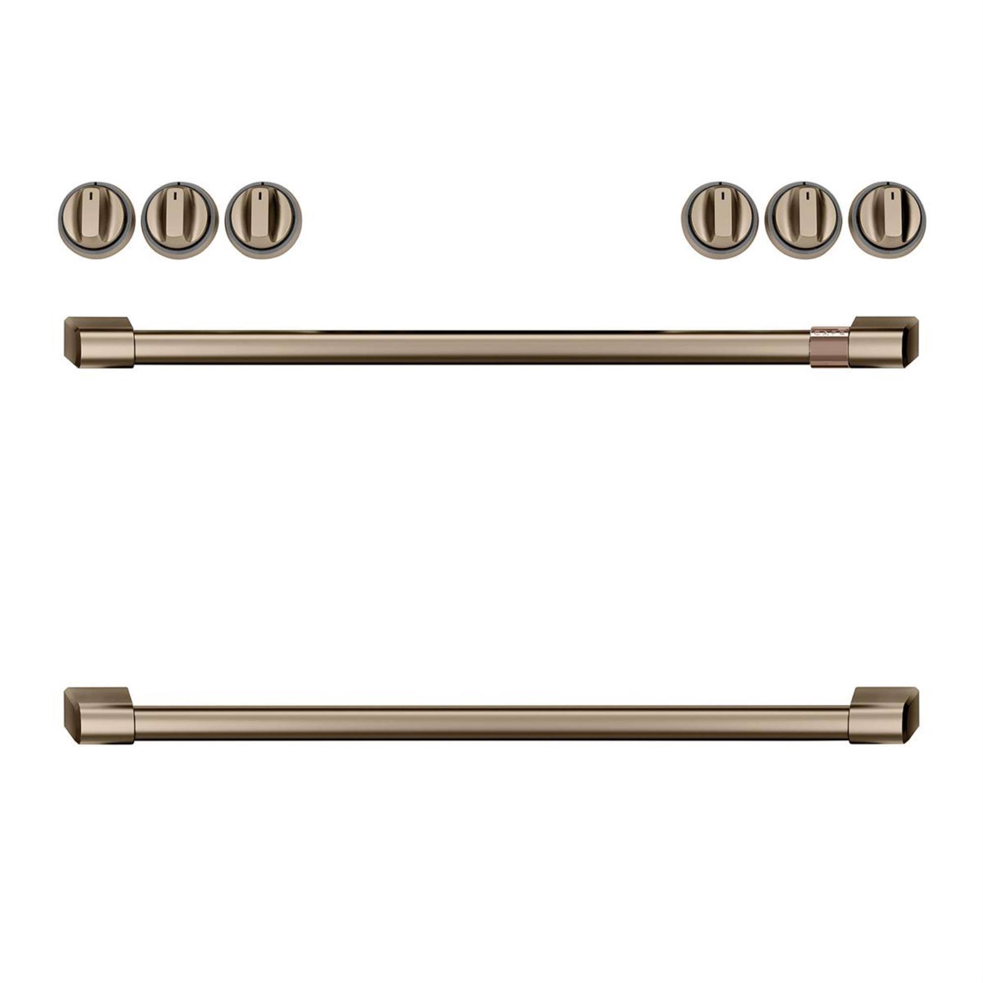 Cafe Brushed Bronze Front Control Electric Knobs and Handle Kit-CXFCEHKPMBZ