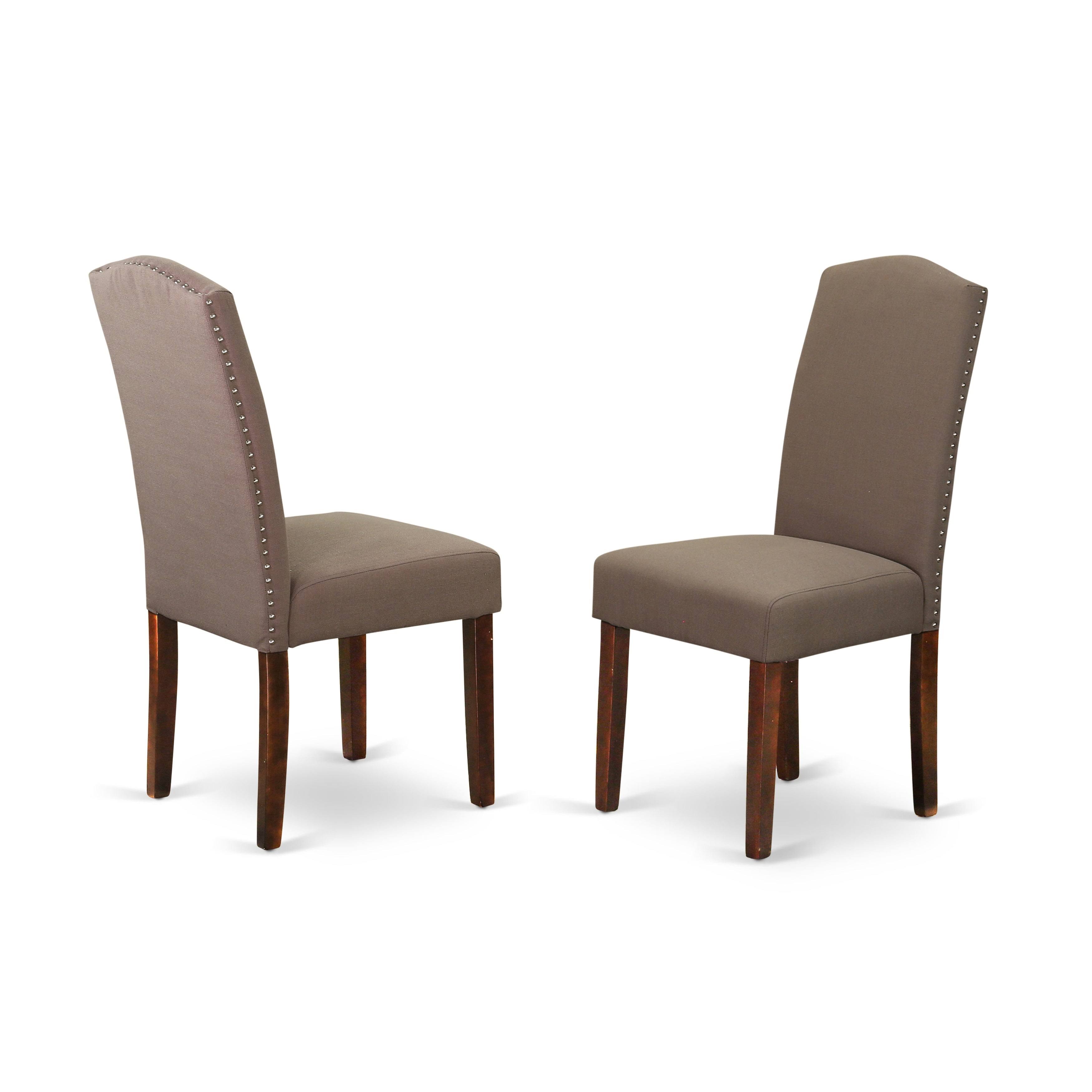East West Furniture Encinal Parson Linen Fabric Chair - Set of 2-Color:Light Pickle/with Oak Leg, Gray
