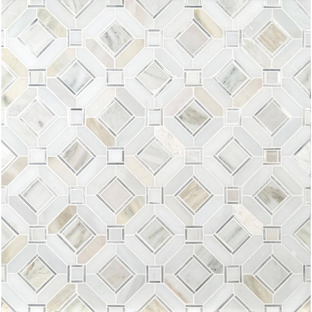 MSI Milano Silver Pattern 11.85 in. x 11.85 in. x 8mm Stone Metal Blend Mesh-Mounted Mosaic Tile (9.8 Sq. ft./Case)