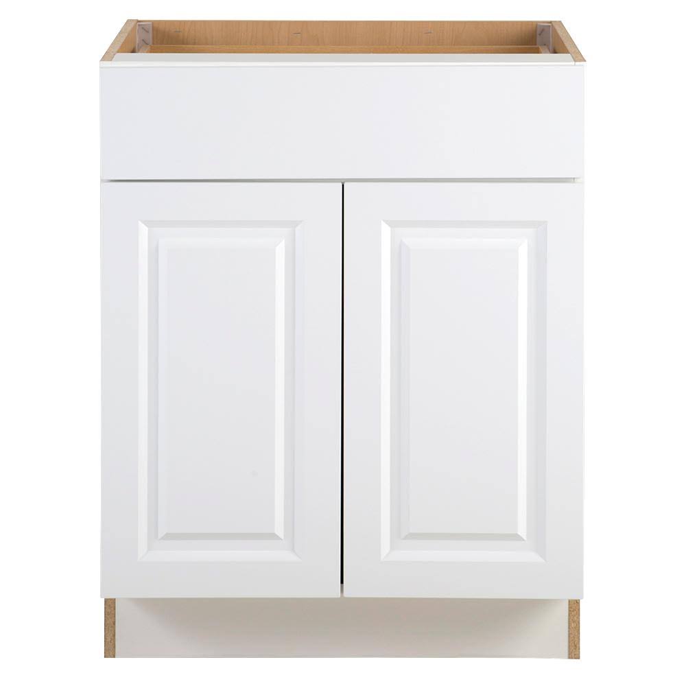 Hampton Bay Benton Assembled 27x34.5x24 in. Base Cabinet with Soft Close Full Extension Drawer in White