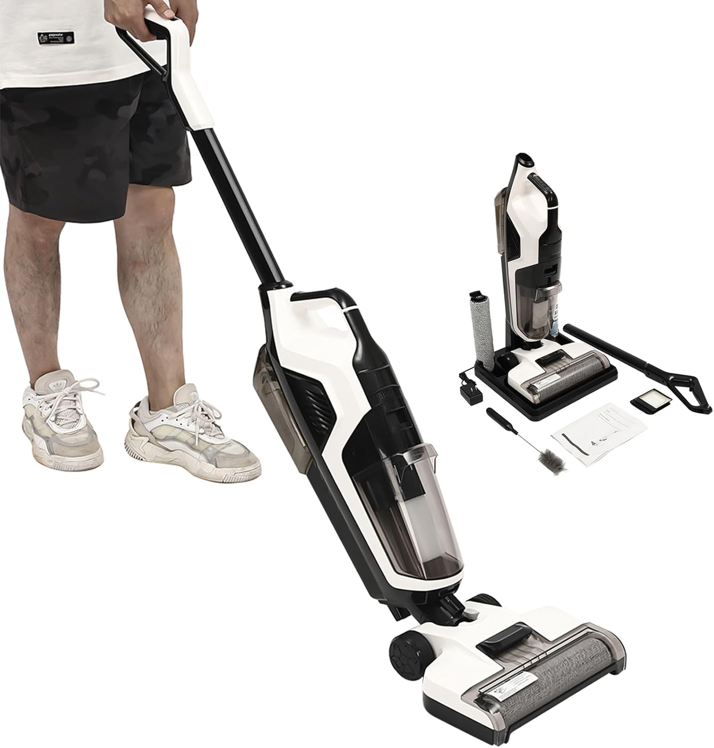 Wet Dry Vacuum, Smart One-Step Self-Cleaning Vacuum Mop with 17000Pa Intense Power Suction,Lightweight & Long Run Time,Great for Sticky Messes and Pet Hair