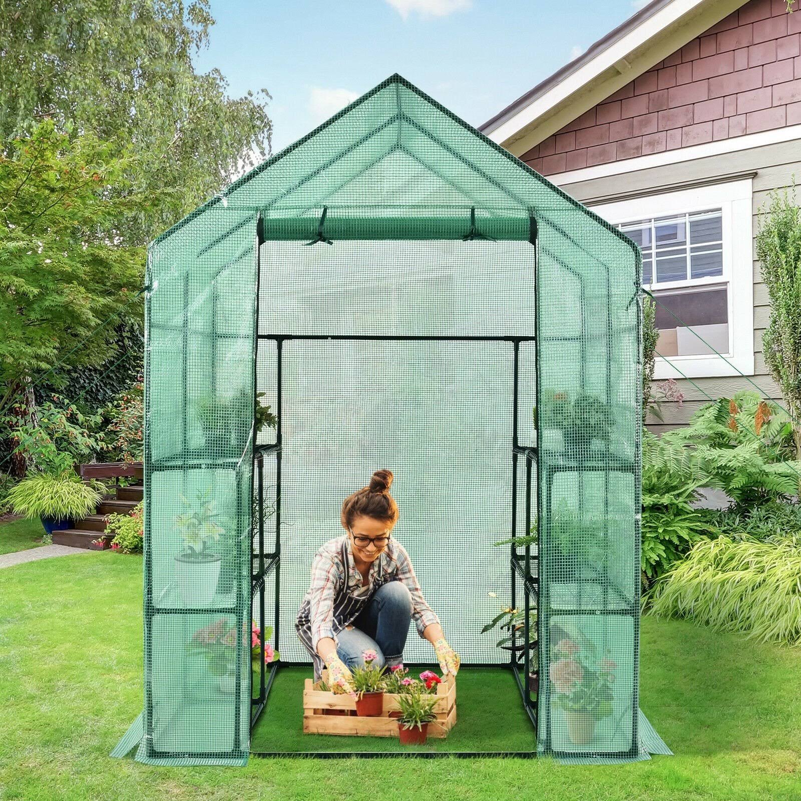 Walk-In Greenhouse 56x22 x 56x22 x 77x22 Gardening with Observation Windows