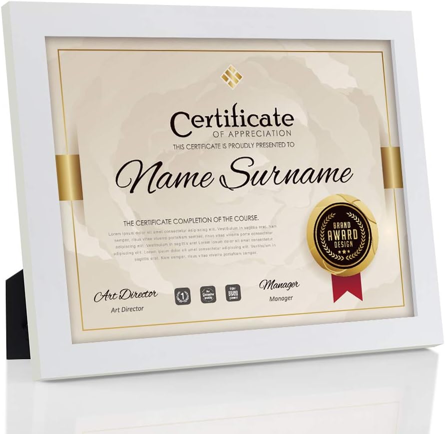 RPJC Document Frame Certificate Frames Made of Solid Wood High Definition Glass and Display Diplomas 8.5x11 Inch Standard Paper Frame with Stand Black