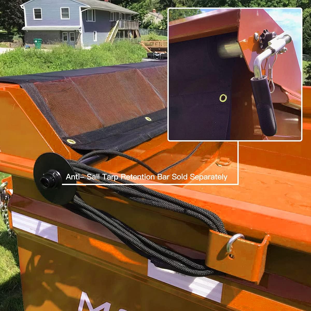 Dump Trailer Tarp Mesh with Grommets/ Heavy Duty Dump Truck Tarp with Tough Vinyl- Coated Fabric Inside of Double 6'' Pockets, Applied on Dump Truck and Trailer Tarp System (6'6''x15') Pack of 2