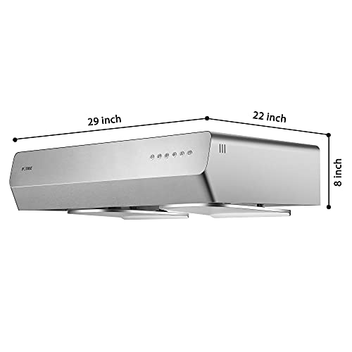 FOTILE Pixie Air Stainless Steel Under Cabinet Range Hood, 850 CFMs Kitchen Over Stove Exhaust Vent with LED Lights Dual AC Motors, Motion Control and Touchscreen