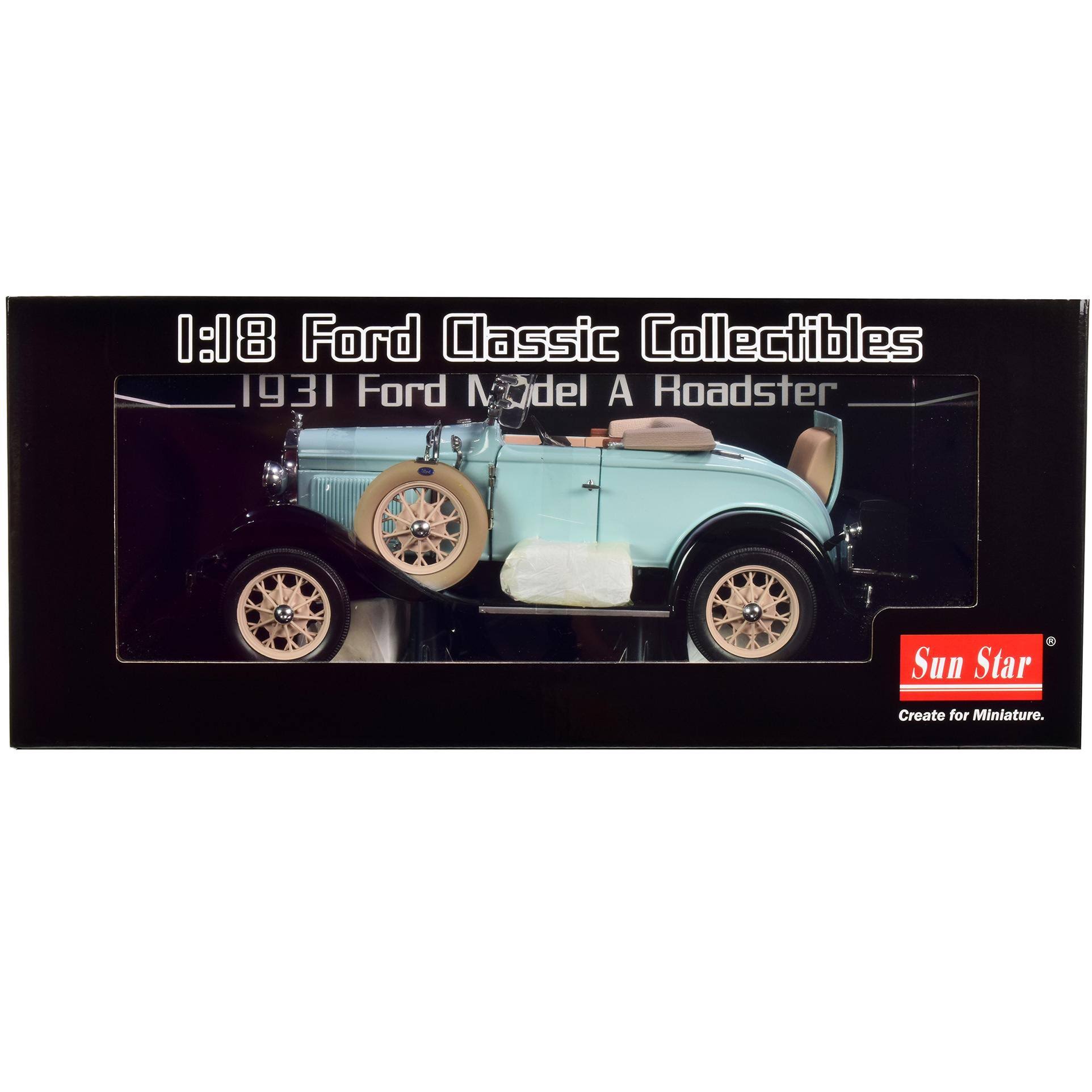 1931 Ford Model A Roadster Powder Blue 1/18 Diecast Model Car by Sunstar