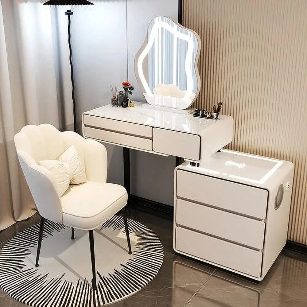 Vanity Bedroom Dressing Table Makeup Mirror Nordic Modern Dressing Table Wood Storage Coiffeuses De Chambre Home Decoration