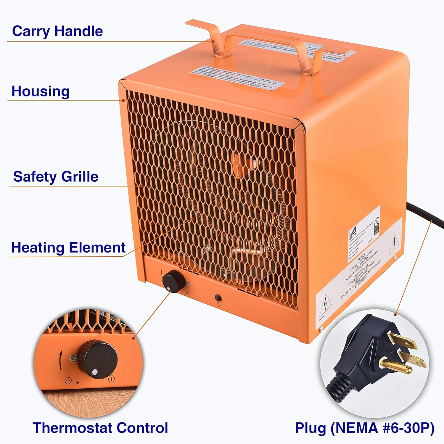 Industrial Heater, 240 Volt/4800 Watt/60Hz Portable Shop Garage Electric Heater with integrated Thermostat Control Space Heater For Workshop,Home,Shop & Office Garage Infared Fast Air Heater