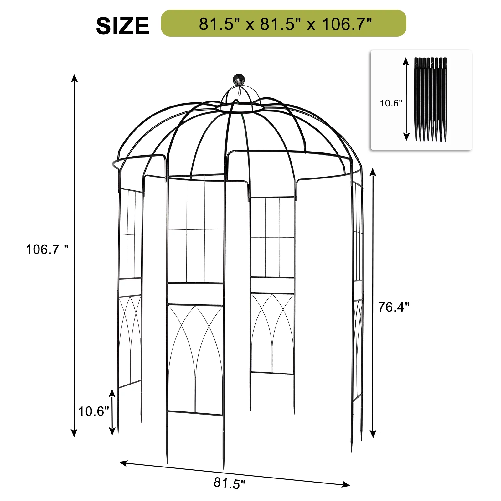 Outdoor Trellis Planter, Garden Arbors for Climbing Plants, Black Arch Trellis with Stakes, Climbing Plants Arbor Party Decoration Decor