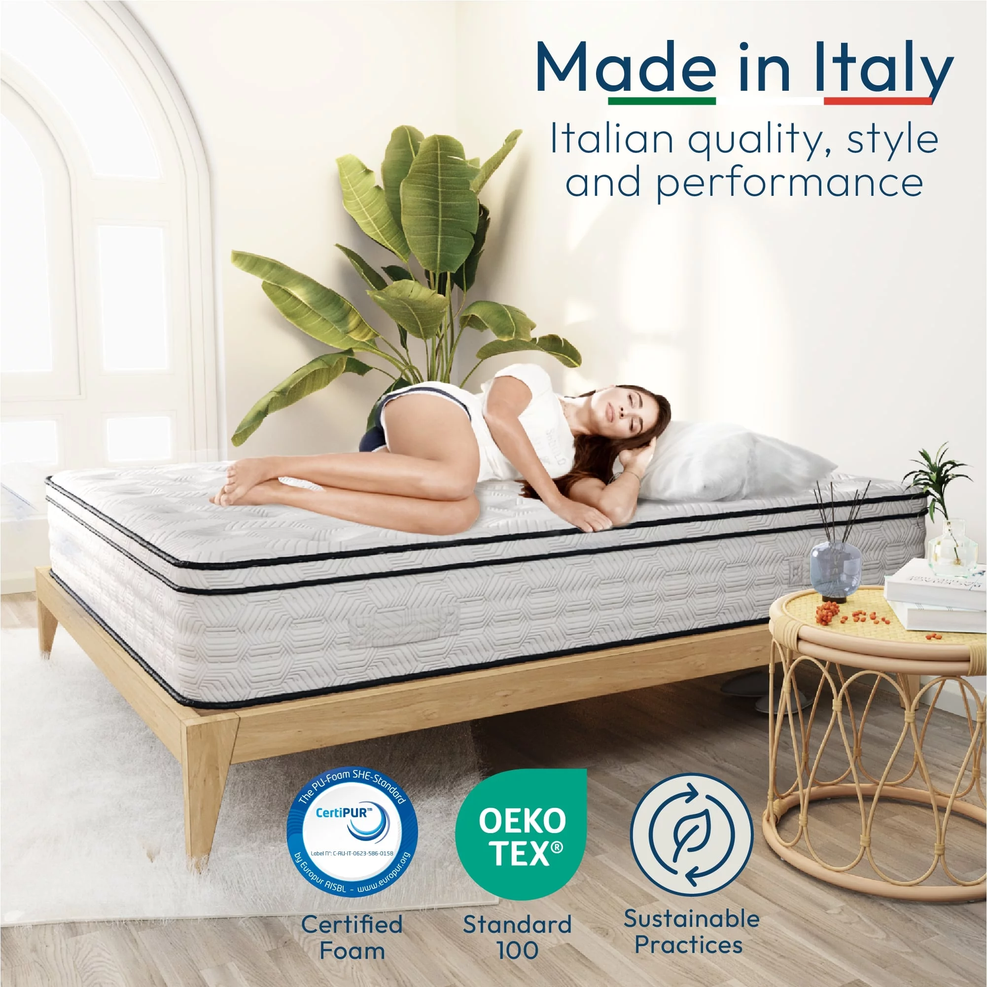 12 Full Mattress, Hybrid  Pocket Spring & Comfort Foam Mattress, Medium, CertiPUR, Mattress in a Box, Sleephome