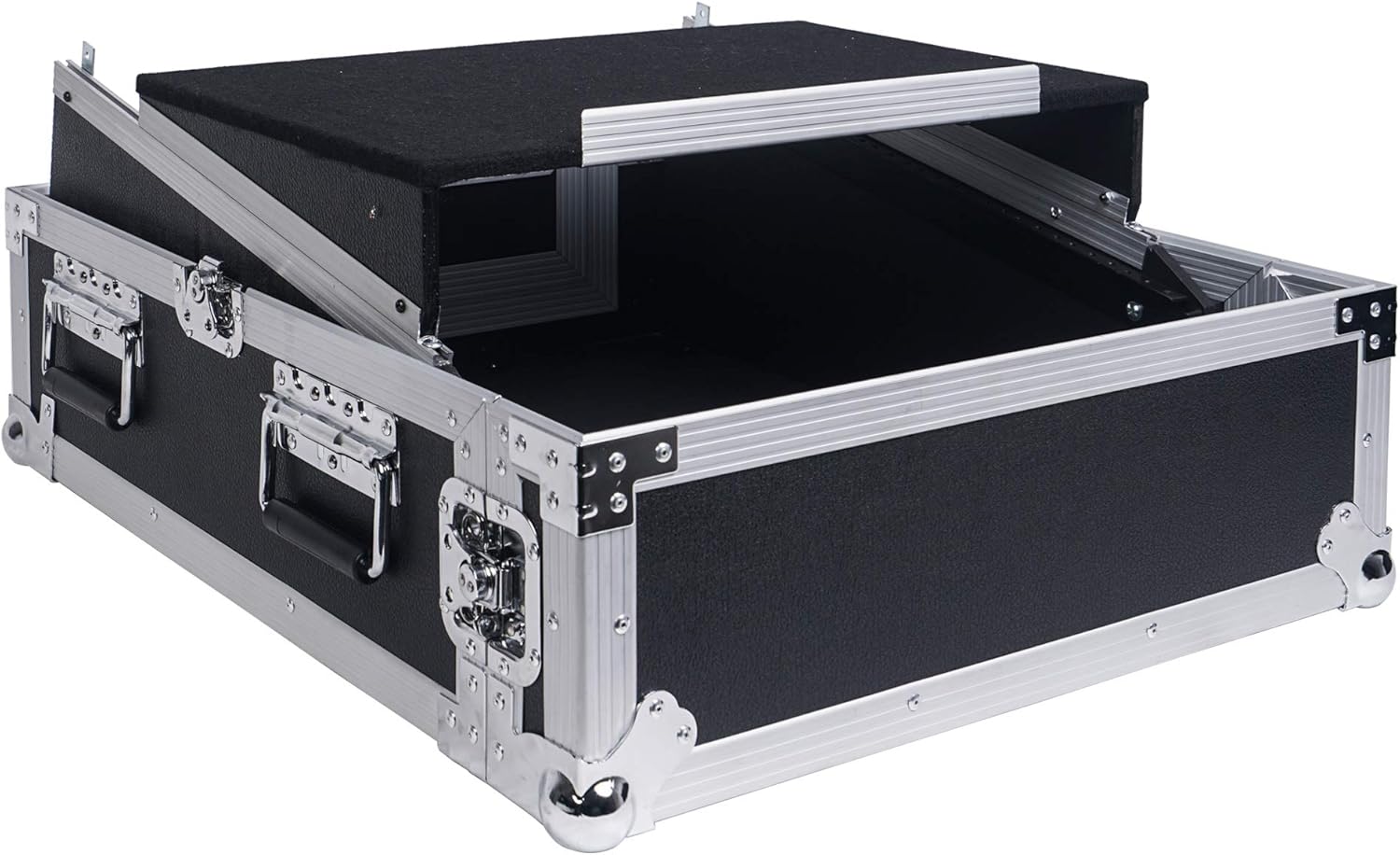 Sound Town 4U PA DJ Rack/Road Case with 11U Slant Mixer Top, 20’’ Rackable Depth, 4-Space Size - Pro Tour Grade (STMR-4US)