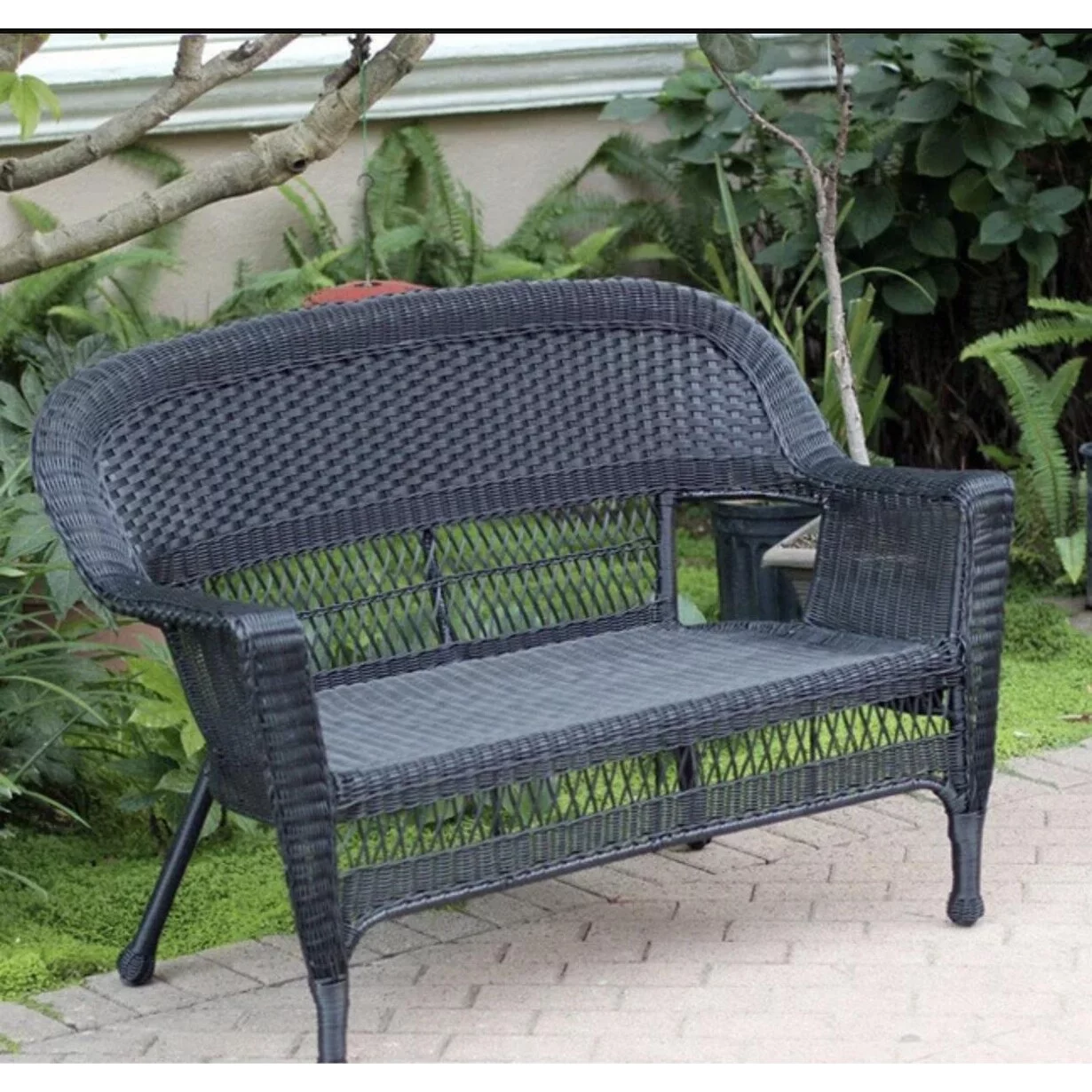 Jeco Wicker Patio Love Seat White