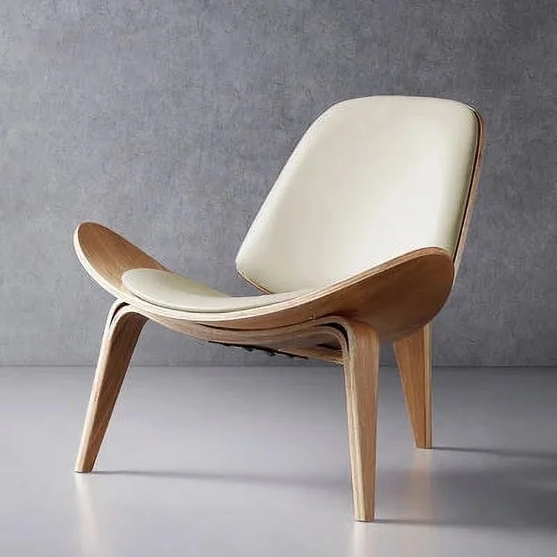 Hans Wegner Style Three-Legged Shell ChairsAsh Plywood Fabric Upholstery Living Room Furniture Modern Lounge Shell ChairsReplica