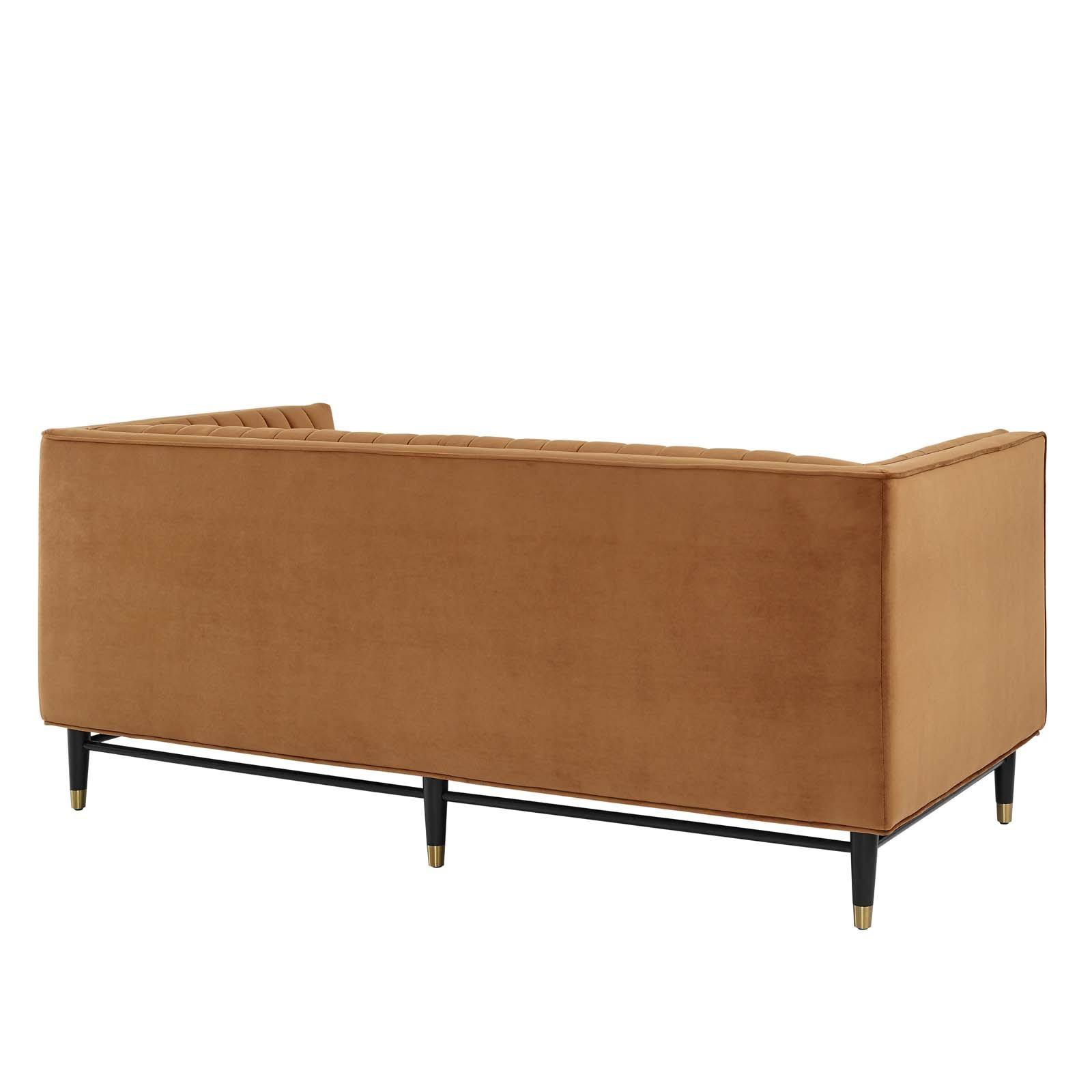 Devote Channel Tufted Performance Velvet Loveseat - Gray