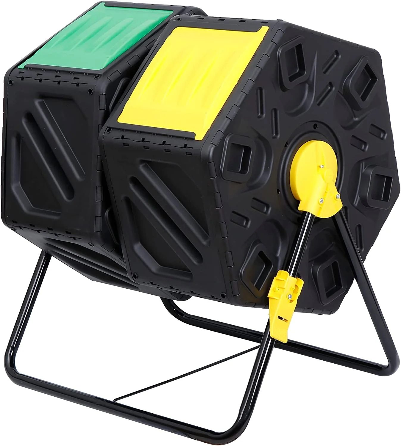 Chamber Composting Tumbler Bin, Tumbling Composter with 2 Sliding Doors for All Season Outdoor, Gardens, Yard Waste, 37 Gallon - Curated Treasures Market