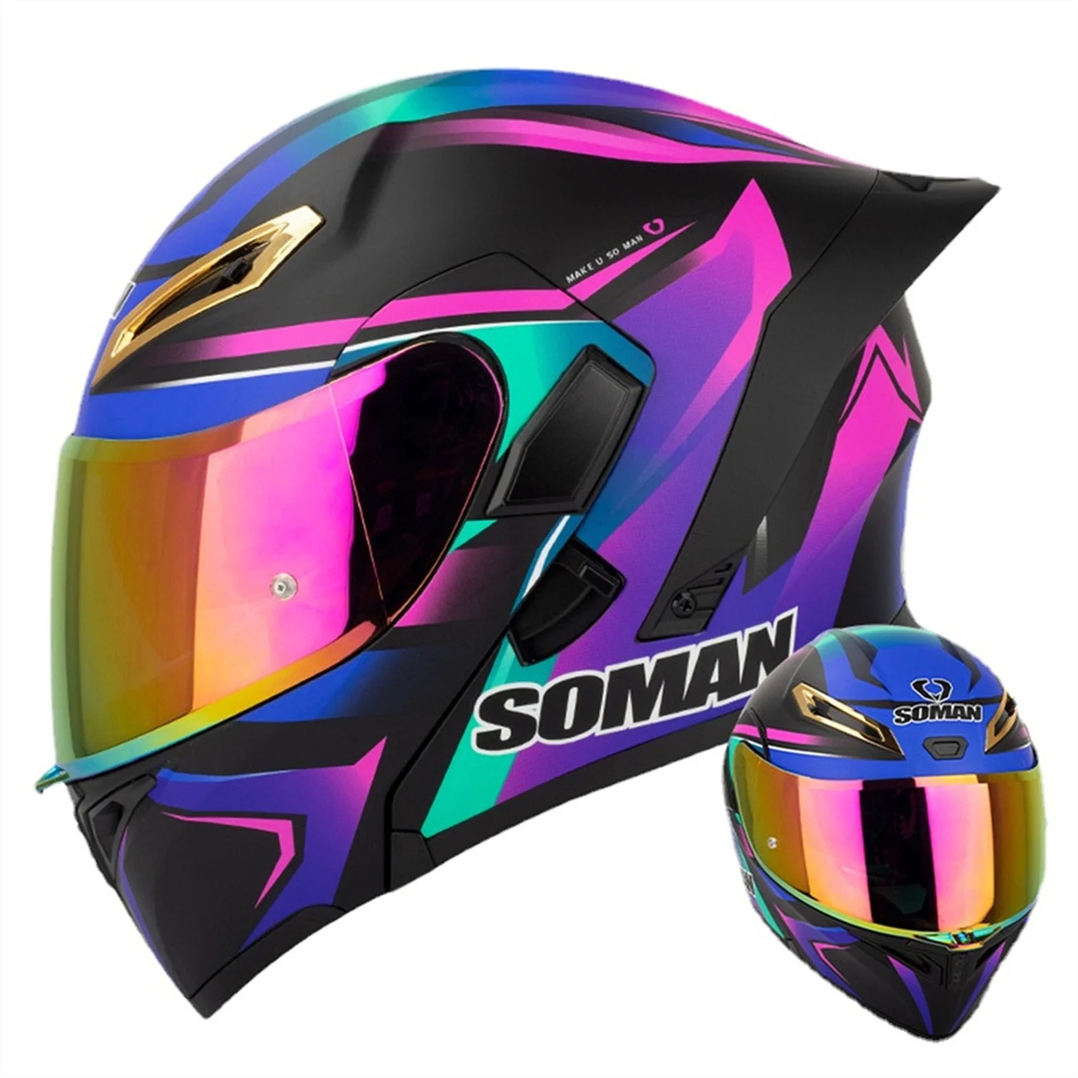 System Helmet Motorcycle Helmet Flip-Up Helmet Full Face Helmet Men Women Full Helmet Sun Visor Black Helmet DOT/ECE Approved Breathable Sun Protection Matte Black - Curated Treasures Market