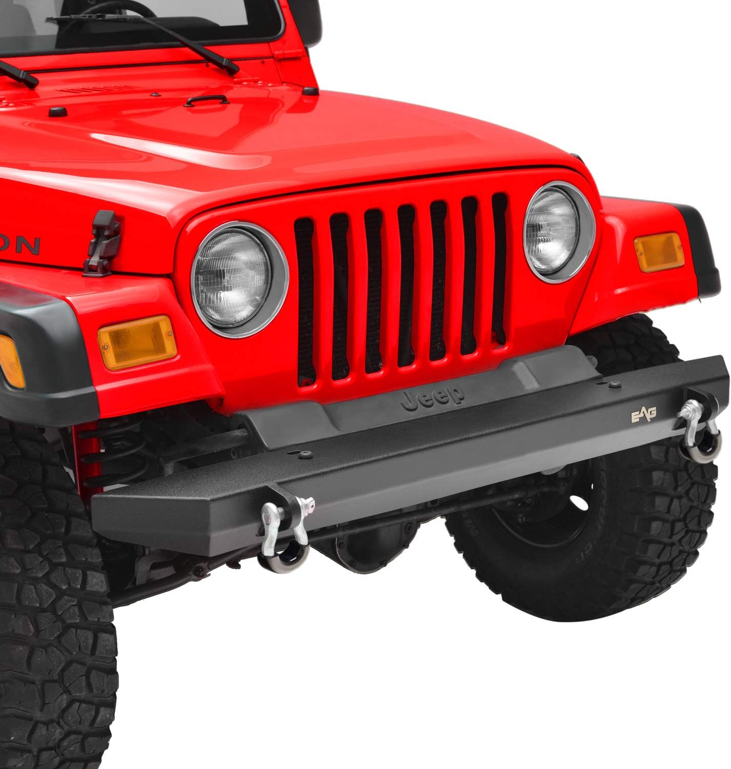 KML Front Bumper Black Textured Off Road Rock Crawler Fit for 87-06 Wrangler TJ YJ