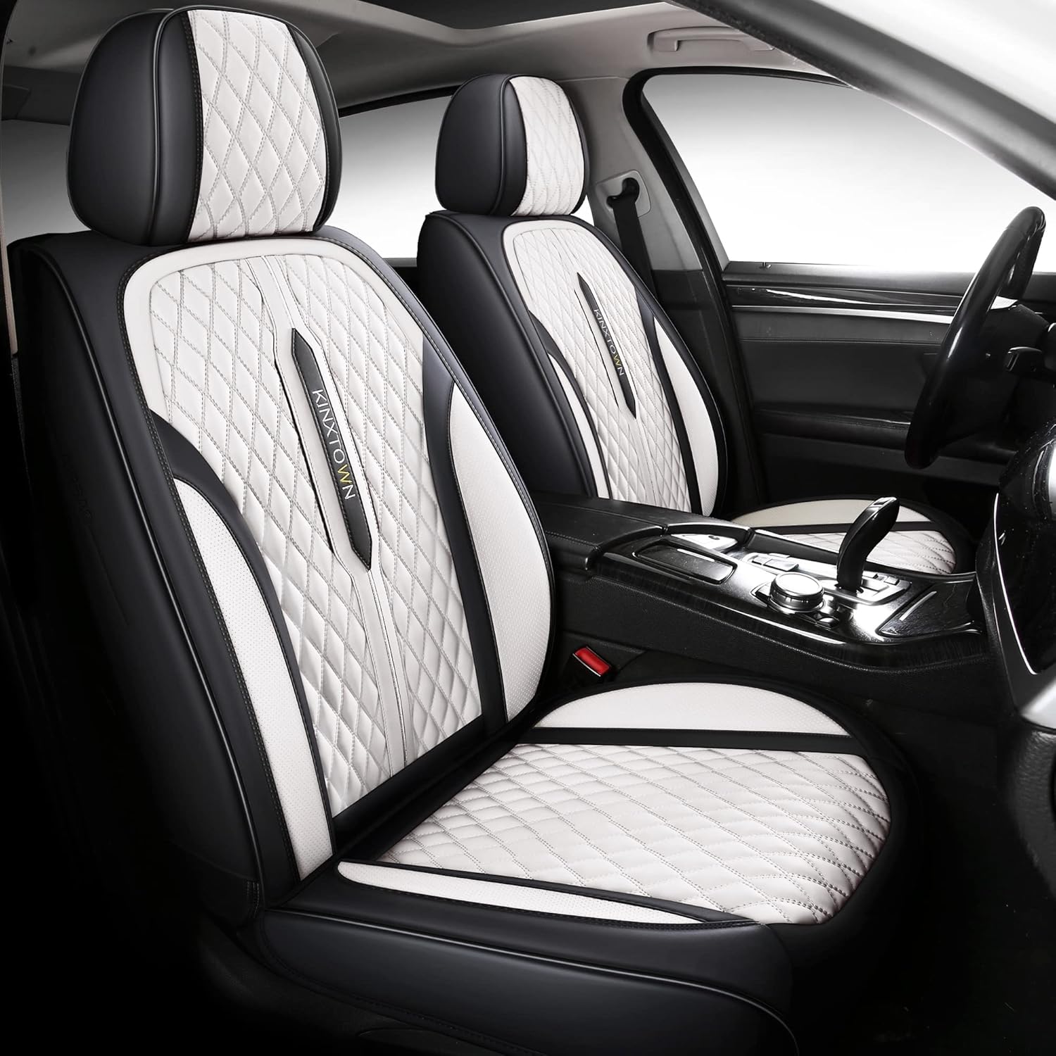 LEYJOIN Faux Leather Car Seat Covers Full Set,Leatherette Automotive Vehicle Cushion Covers for 5 Passengers, Universal Fit for Cars SUV and Trucks in Auto Interior Accessories (Black and Red)&hellip;