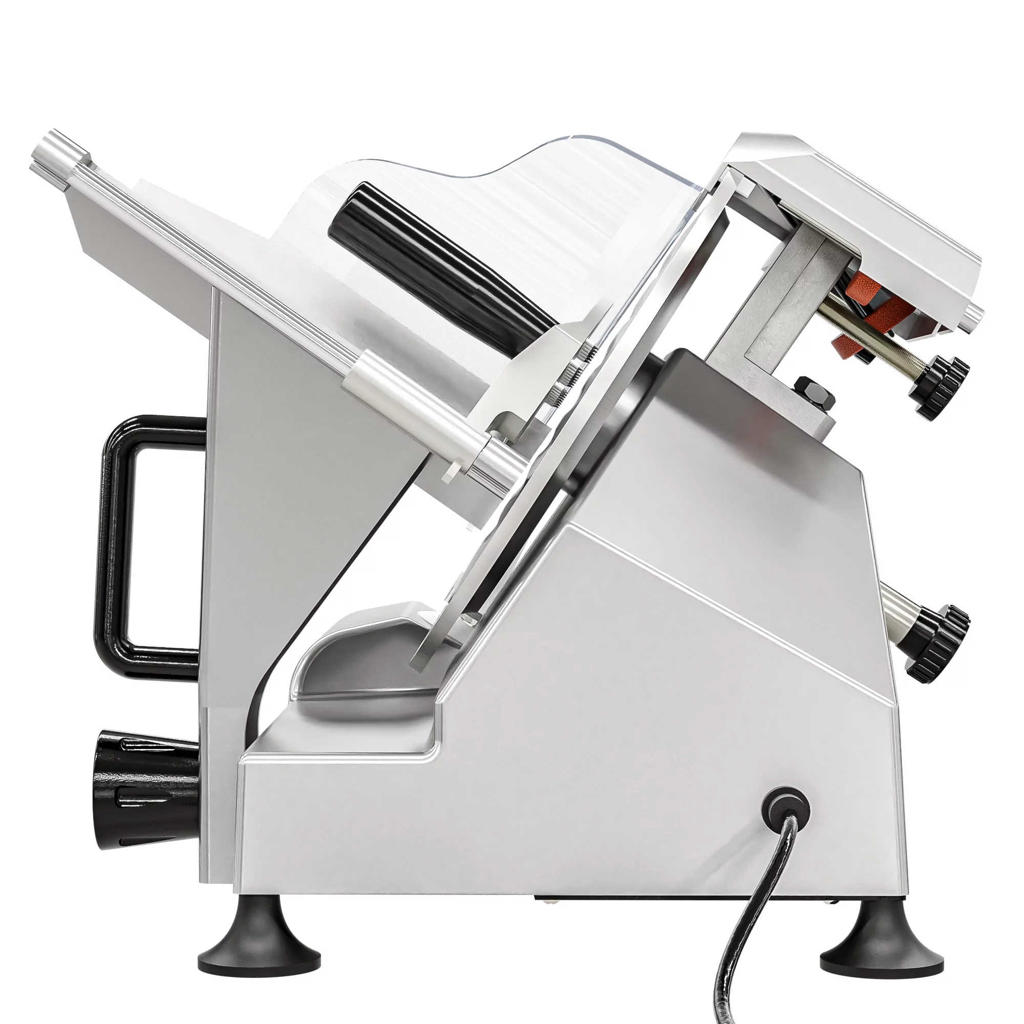 Commercial Deli Meat Slicer with 10” Carbon Steel Blade for Cutting and Slicing Food (Ham, Deli, Cheese, etc.) Electric Cutter with Adjustable Thickness [Silver]