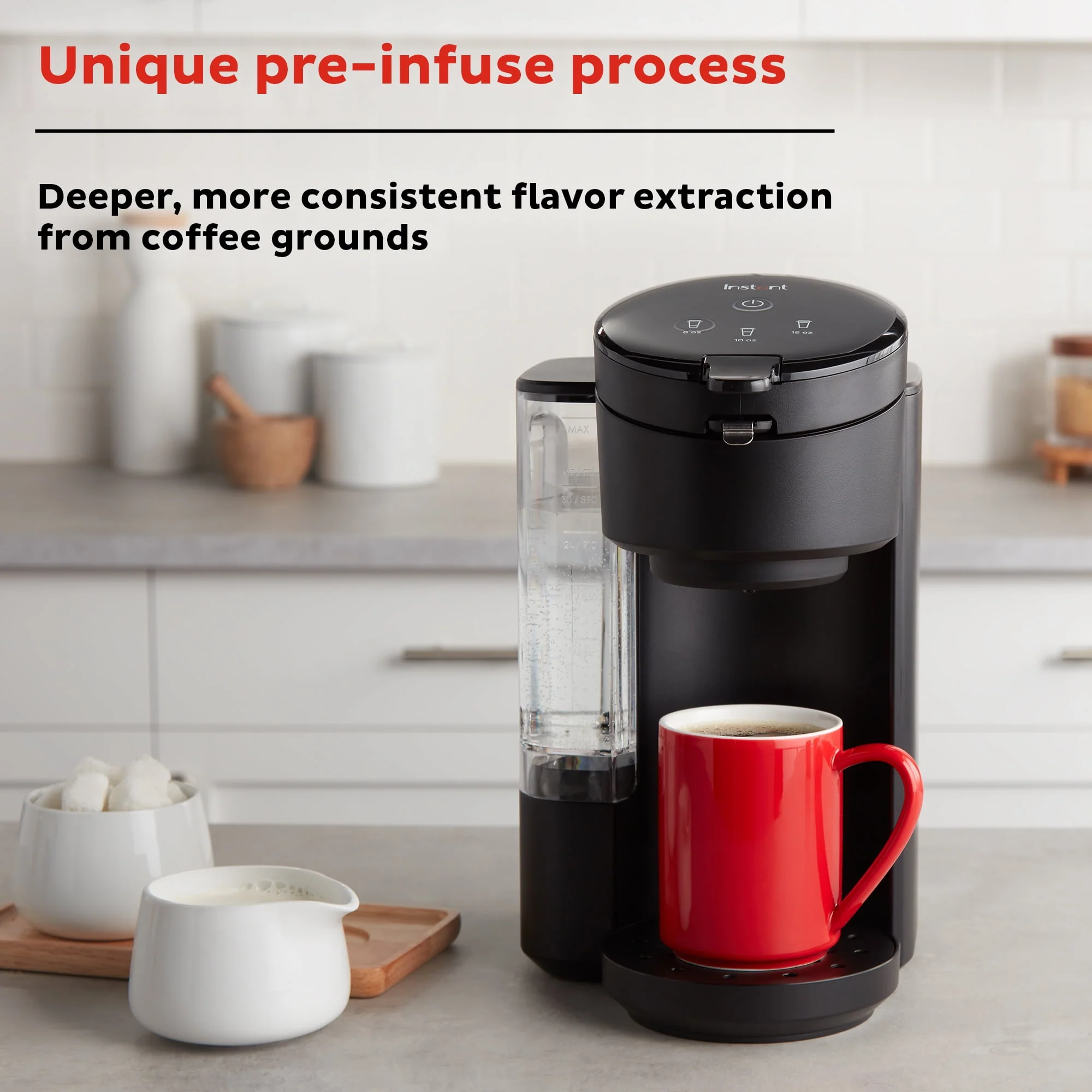 Instant Solo Café 2-in-1 Single Serve Coffee Maker for K-Cup Pods and Ground Coffee, Black