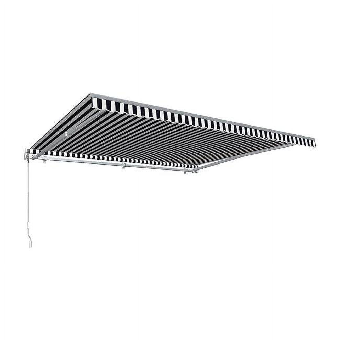 Awntech  24 ft. Destin with Hood Left Motor & Remote Retractable Awning, Black & White - 120 in.