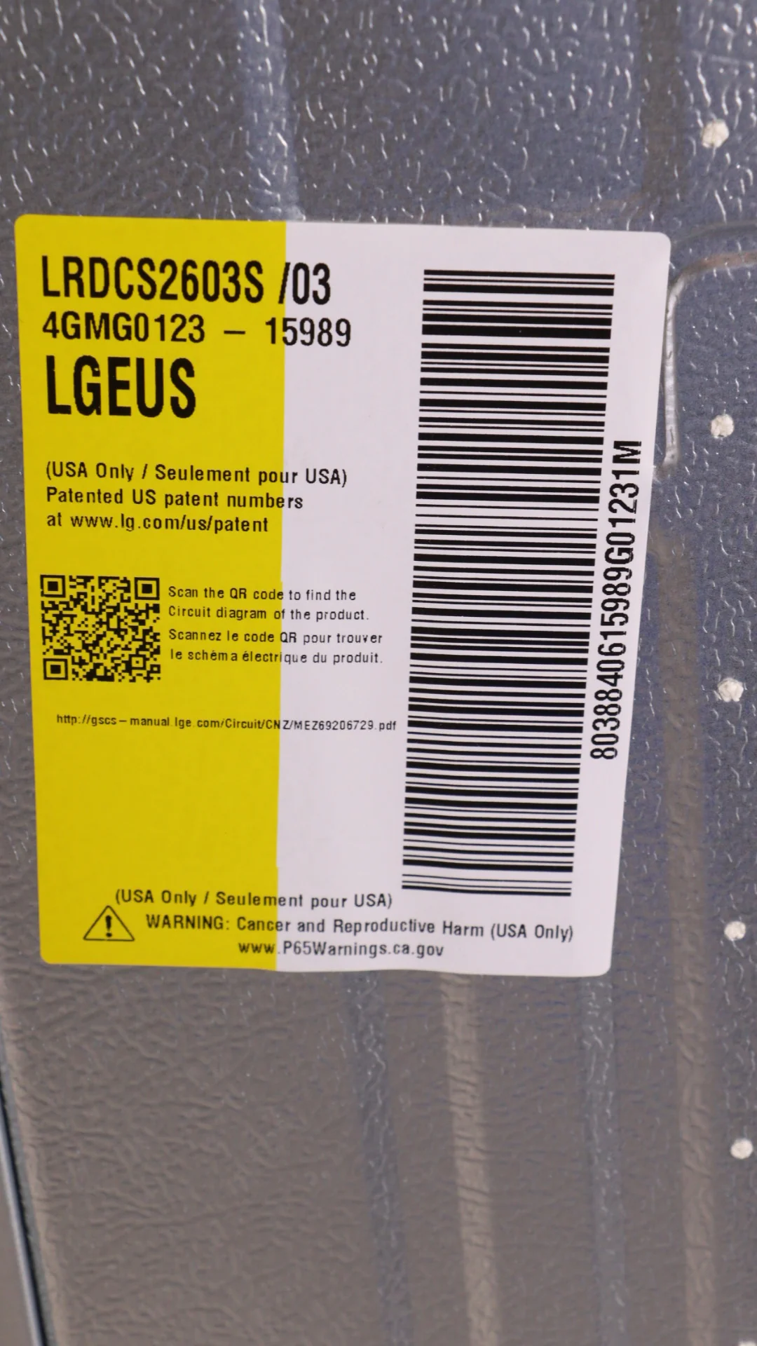 LG 33 IN. 26 CU. FT. SMUDGE-RESISTANT STAINLESS STEEL TWO-DOOR BOTTOM FREEZER DRAWER REFRIGERATOR WI