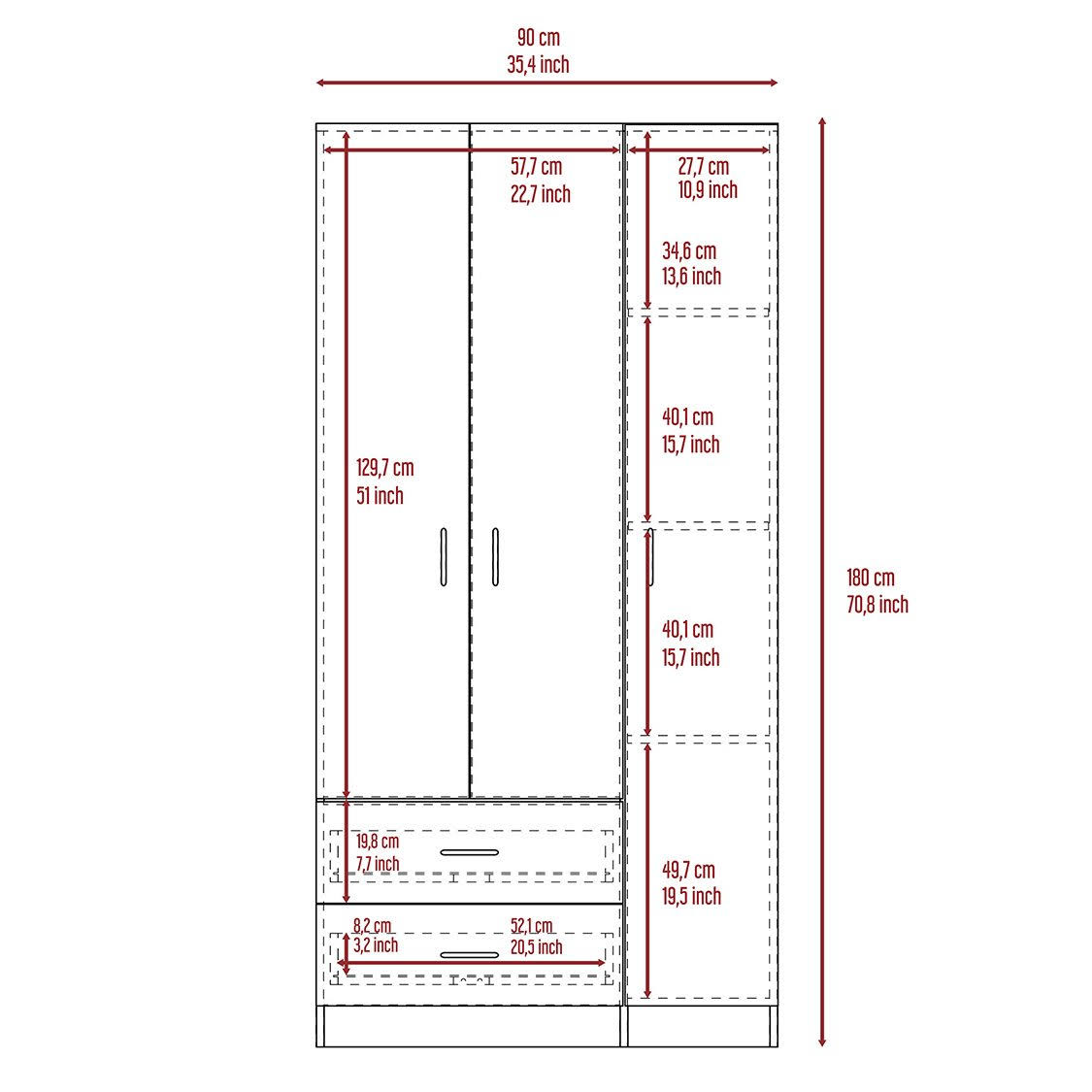 Eureka 3 Door Armoire Espresso