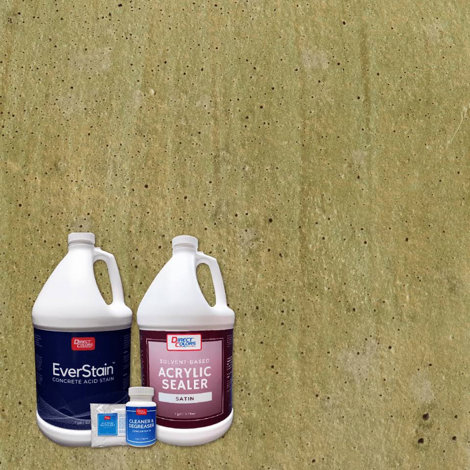 Concrete Acid Stain u0026 Satin, Solvent-Based Sealer Bundle Kit - Avocado