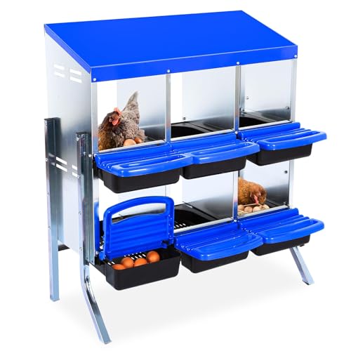 Chicken Nesting Box, 10 Hole 2 Layer Hen Nest Box with Legs, Roll Away Eggs Laying Boxes,Cleanable Pull Out Hen Roosting Boxes