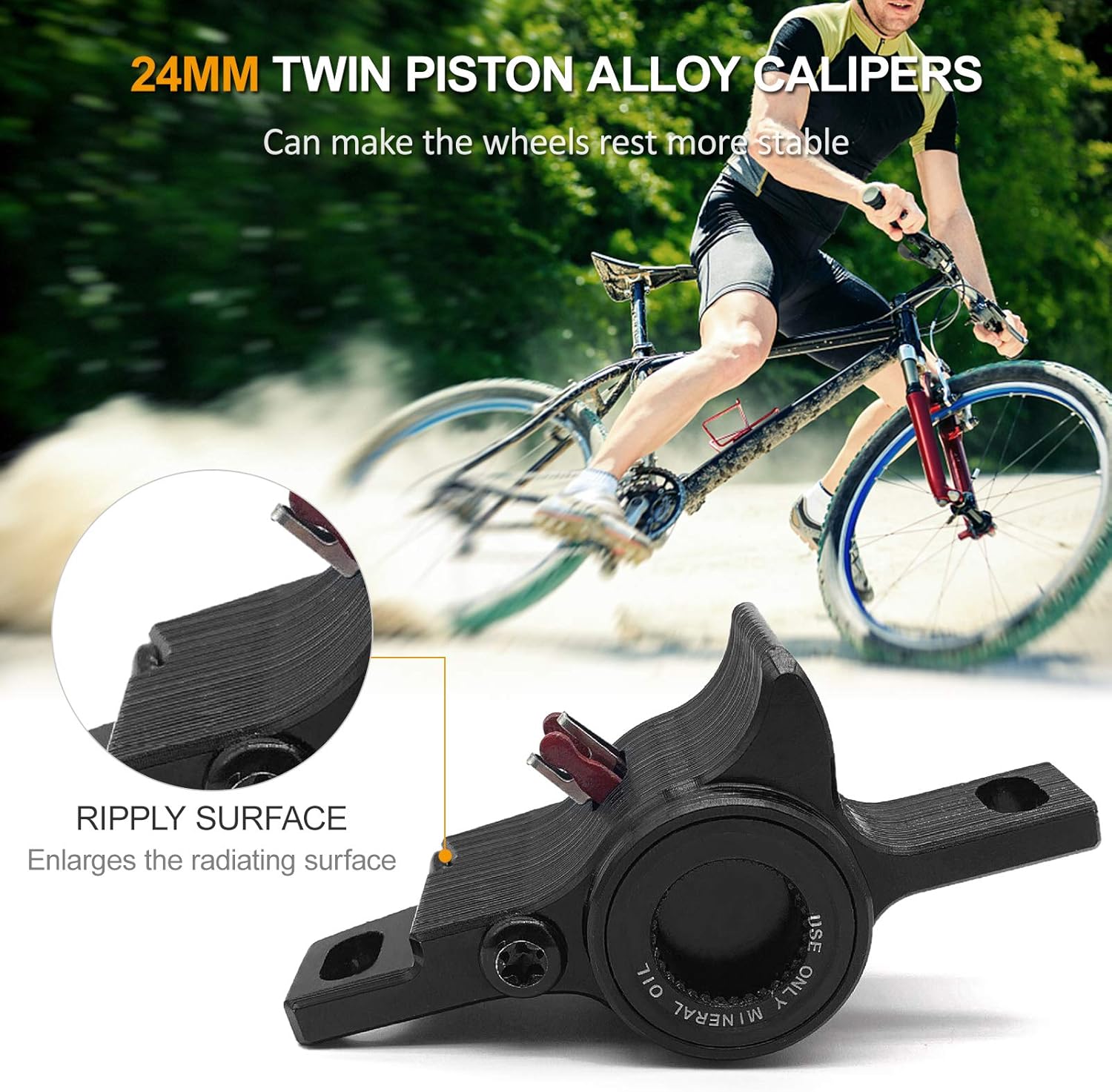 Lixada MTB Hydraulic Disc Brake Front Rear Calipers Set Aluminum Disc Brake Left Right Brake Lever Kit Cycling Brake for Road Bike Mountain Bike