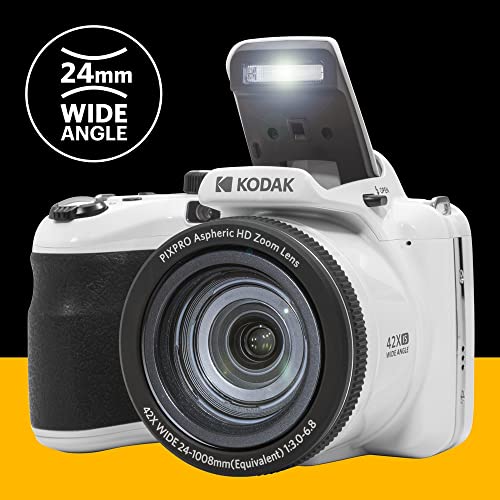 KODAK PIXPRO AZ425-RD 20MP Digital Camera 42X Optical Zoom 24mm Wide Angle 1080P Full HD Video Optical Image Stabilization Li-Ion Battery 3" LCD Vlogging Camera (Red)
