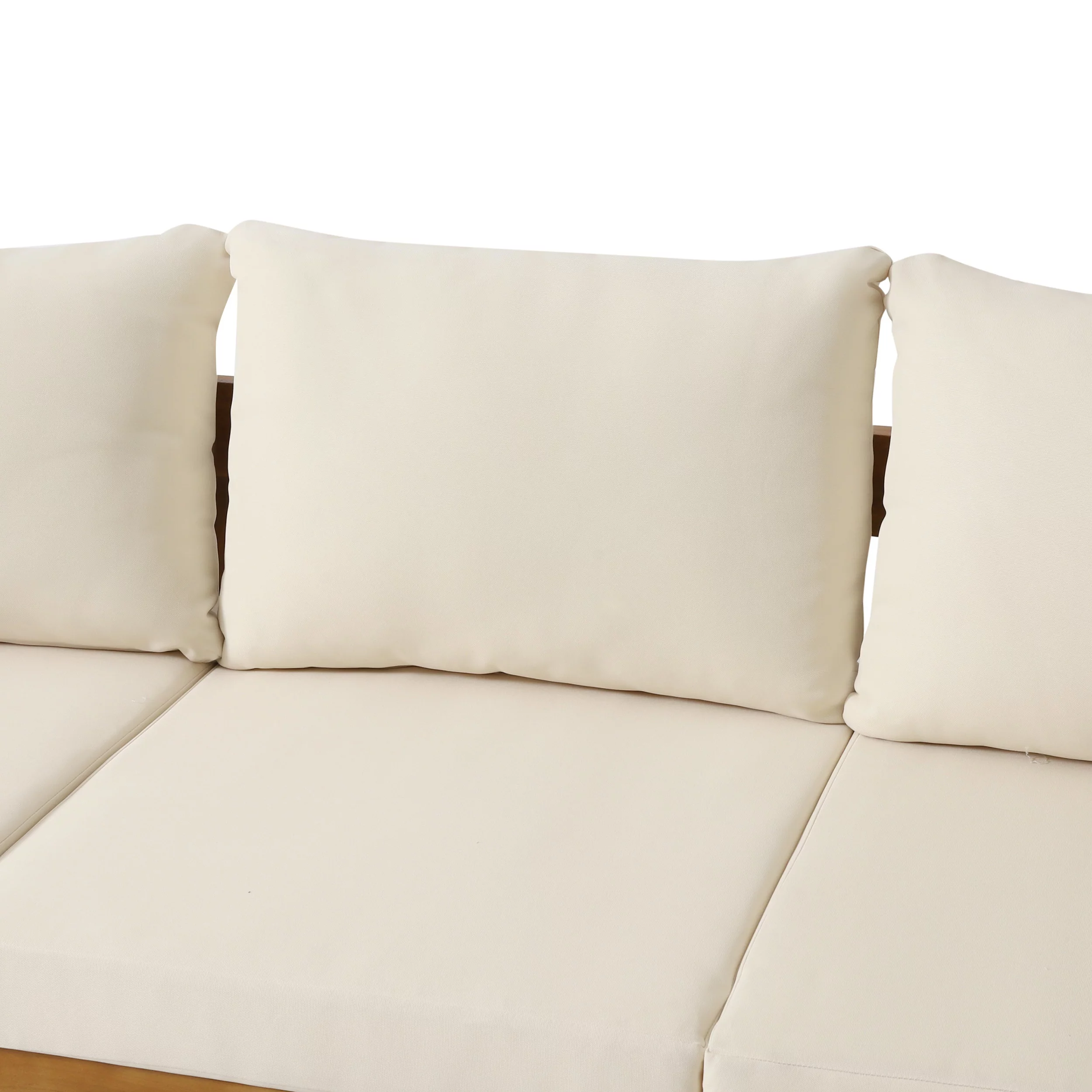 Burrough Acacia Wood Outdoor 3 Seater Sofa with Cushions, Teak and Beige
