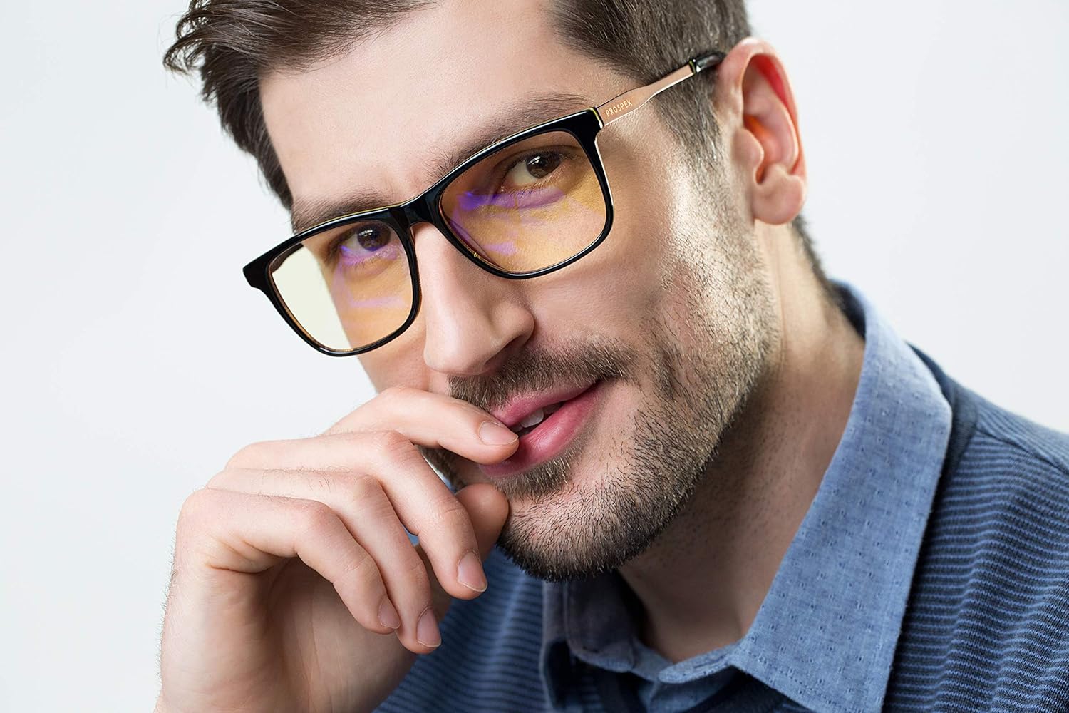 Blue Light Computer Glasses PROSPEK, Amber, Anti Glare Clear Lens, Protect from Screen's Blue Light, High Optical Quality Lenses