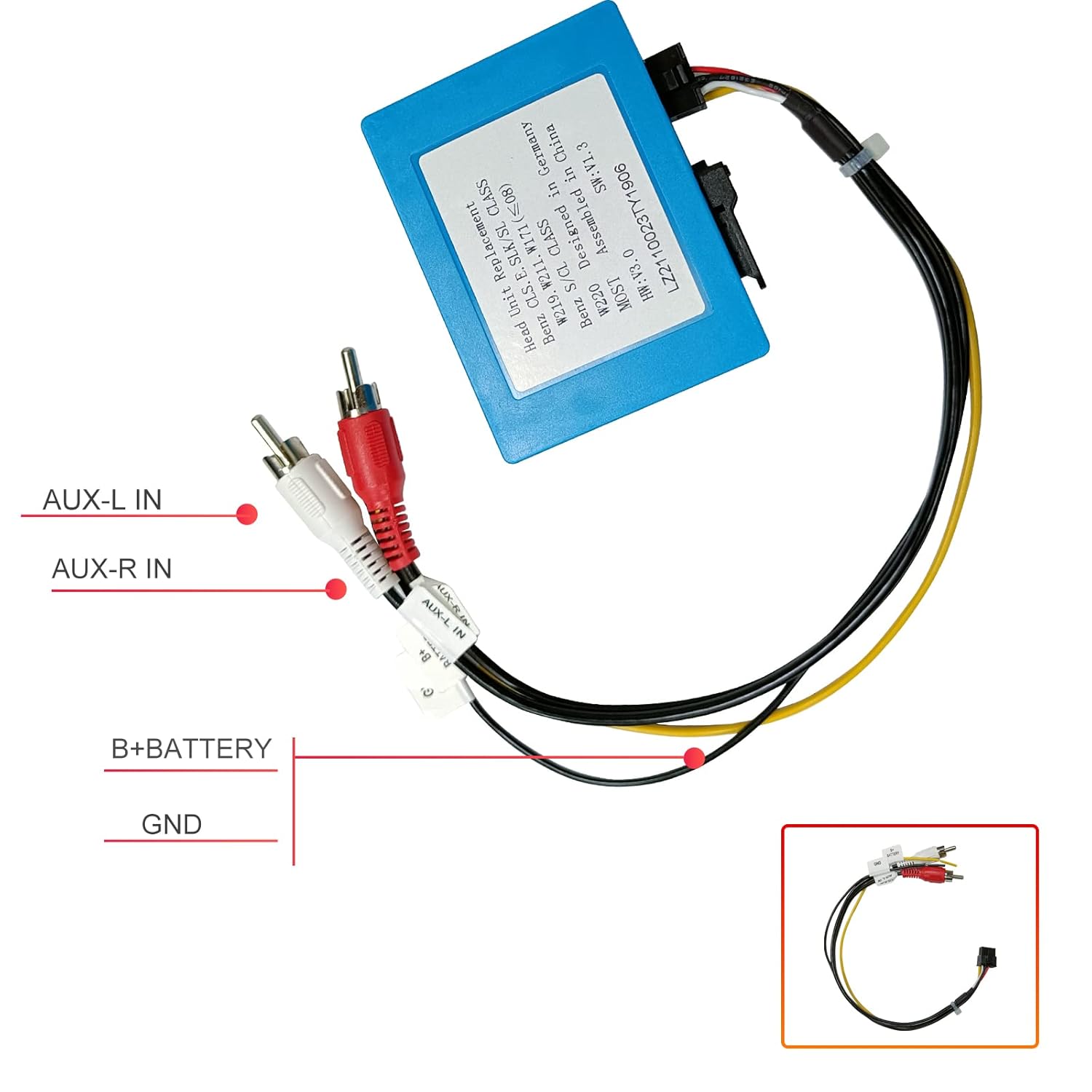 Fiber Optic Box Decoder Most Bus Based Systems for Head Unit Replacement Car Stereo Radio for Mercedes Benz E CLS SLK SL S CL Series (W219 W211 W171) (2003-2008)