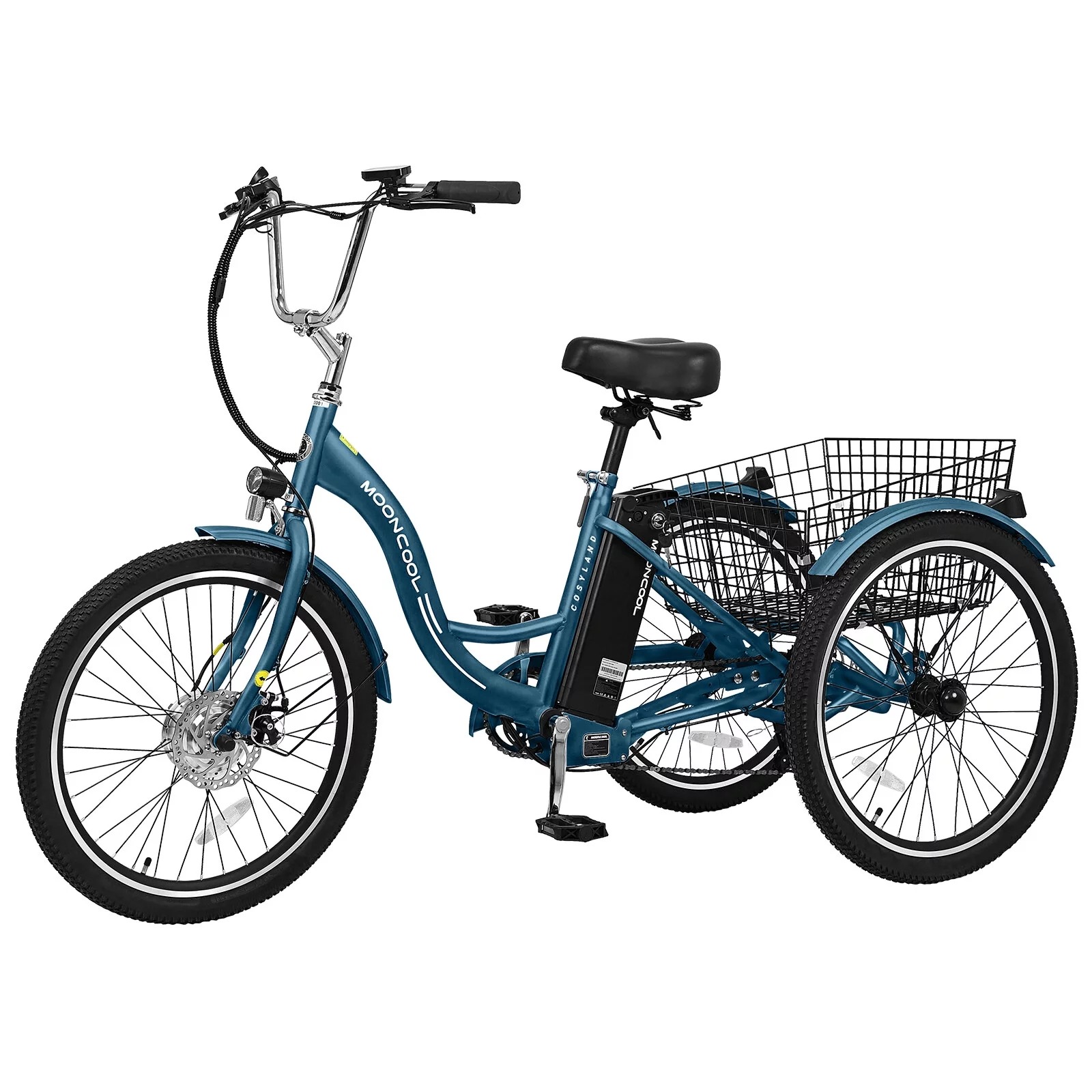NAIZEA 24" 3 Wheel Electric Bike for Senior, 350w Adults Electric Trike, Three Wheel Ebike Bicycle with Removable 36V 10Ah Lithium Battery, Motorized Trike with Basket for Women Men